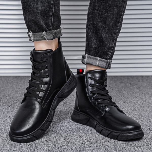 Ανδρικές  έκο δερμάτινες μπότες με επίπεδη σόλα