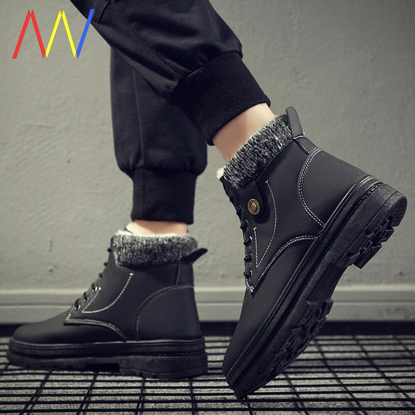 Téli bőr férfi csizma béléssel