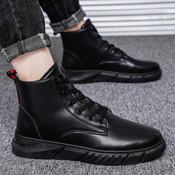 Férfi fűzős bőrcsizma - fekete színben