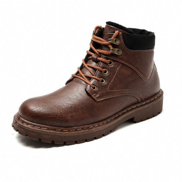 Férfi téli bőrcipő durva talppal