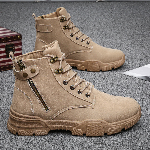 Férfi bőr téli cipő cipzárral és fűzővel