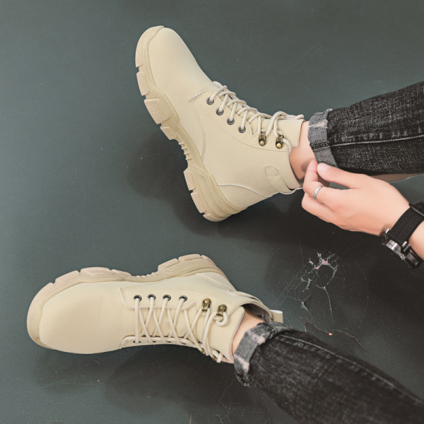 Férfi bőr téli cipő cipzárral és fűzővel