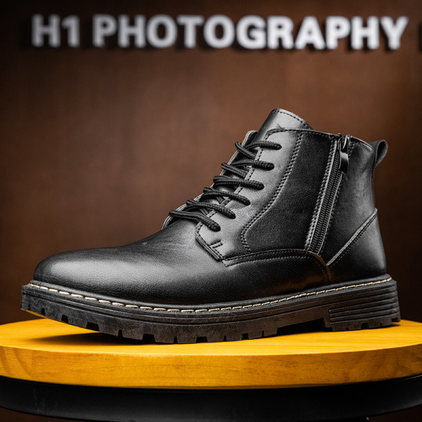 Férfi bőrcipő cipzárral és fűzővel