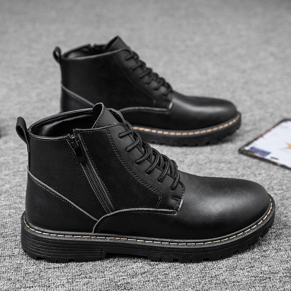 Férfi bőrcipő cipzárral és fűzővel