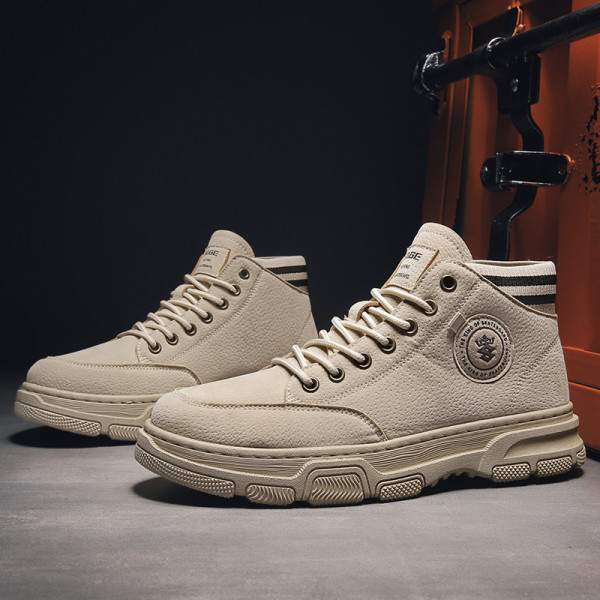 Öko bőrből készült férfi téli cipő gumival és fűzővel