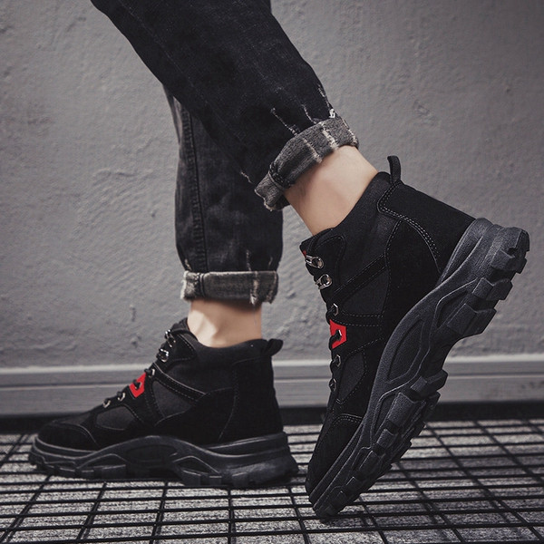 Öko velúrból készült téli férfi csizma fűzős