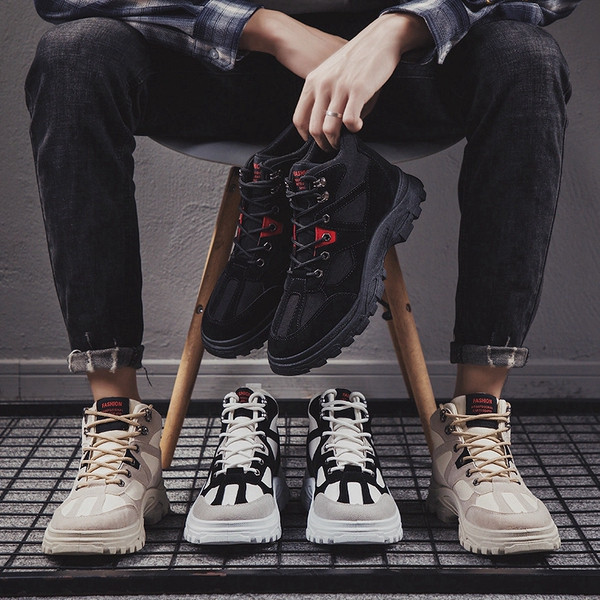 Öko velúrból készült téli férfi csizma fűzős