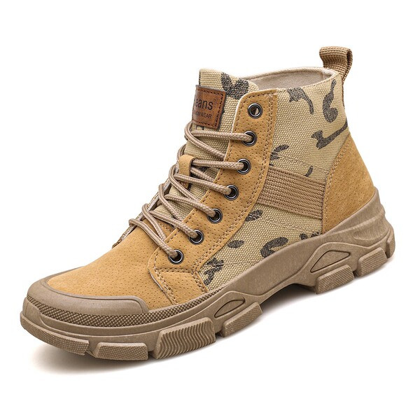 Ανδρικές μπότες με σχέδιο καμουφλάζ και κορδόνια