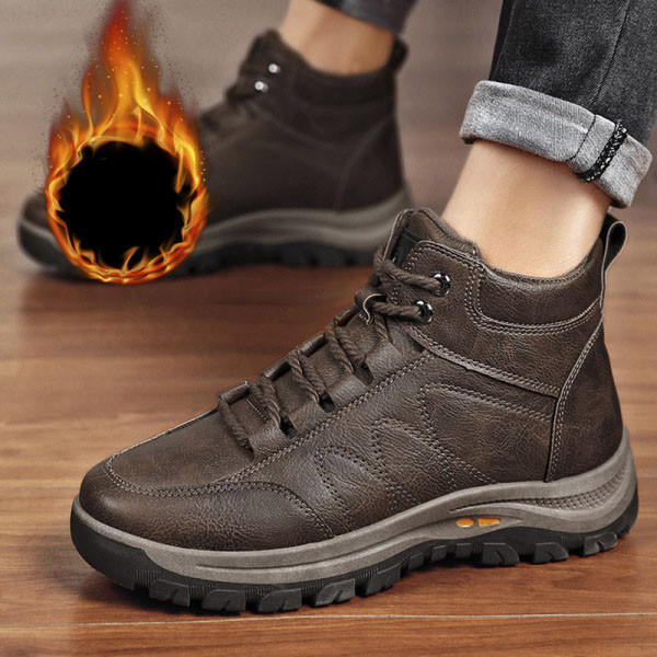 Férfi téli cipő műbőrből, fűzős