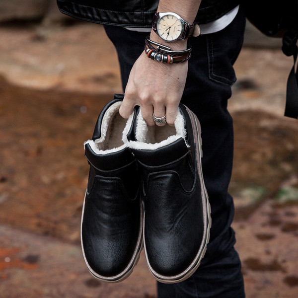 Férfi eko bőr csizma meleg béléssel