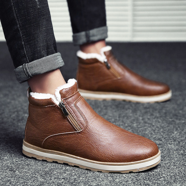 Férfi bőrcsizma meleg béléssel