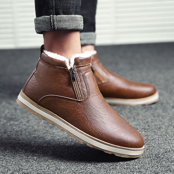 Férfi bőrcsizma meleg béléssel