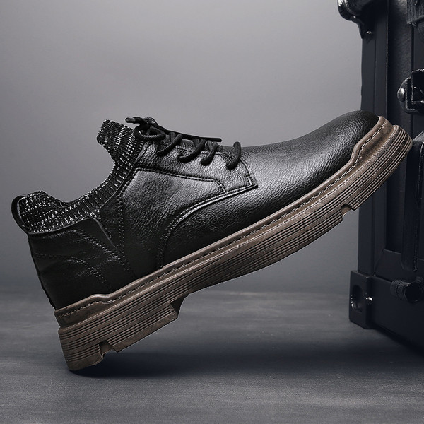 Alkalmi férfi téli bőrcipő