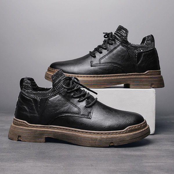 Alkalmi férfi téli bőrcipő