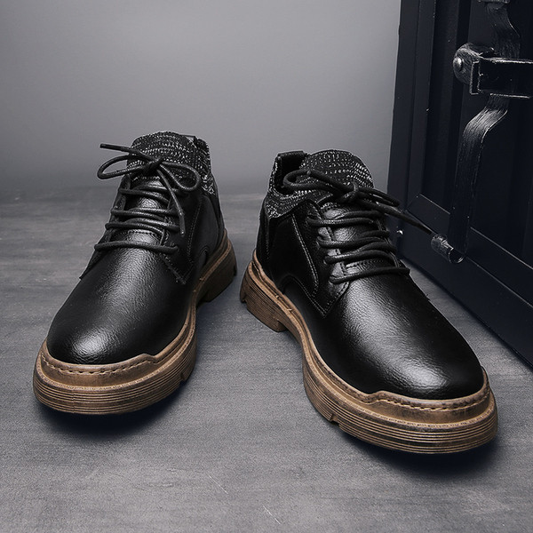 Alkalmi férfi téli bőrcipő