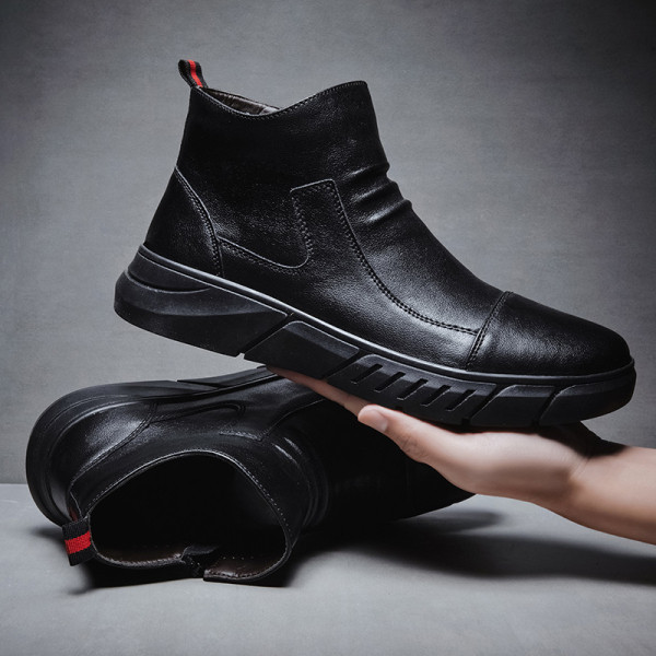 Eko bőrből készült férfi téli cipő - lapos talp