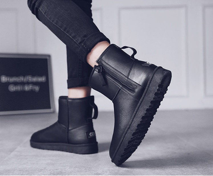 Eko bőrből készült férfi alkalmi csizma cipzárral és puha béléssel