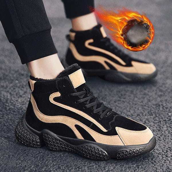 Téli férfi cipő fűzővel és meleg béléssel