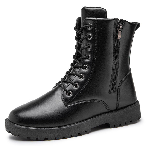 Öko bőrből készült férfi alkalmi csizma fűzővel és lapos talppal