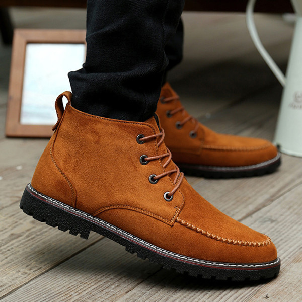 Eco velúrból készült alkalmi férfi téli cipő, lapos talppal