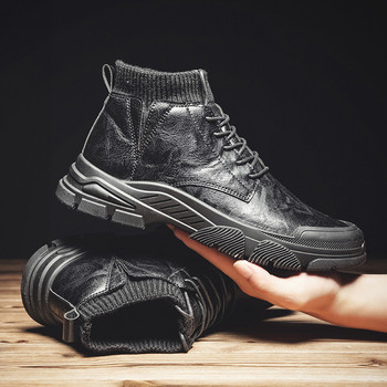 Μαύρες χειμερινές ανδρικές μπότες - τύπου κάλτσας