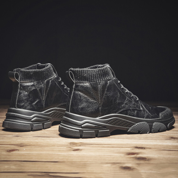 Fekete téli férfi csizma - zokni típusú