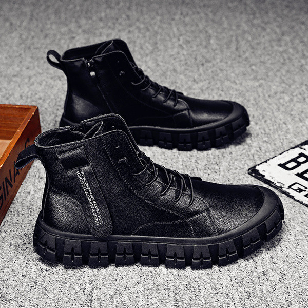 Műbőrből készült, fűzős férfi szabadidős téli cipő