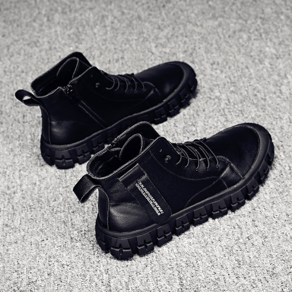 Műbőrből készült, fűzős férfi szabadidős téli cipő