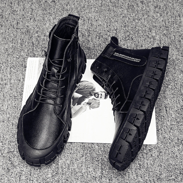 Műbőrből készült, fűzős férfi szabadidős téli cipő