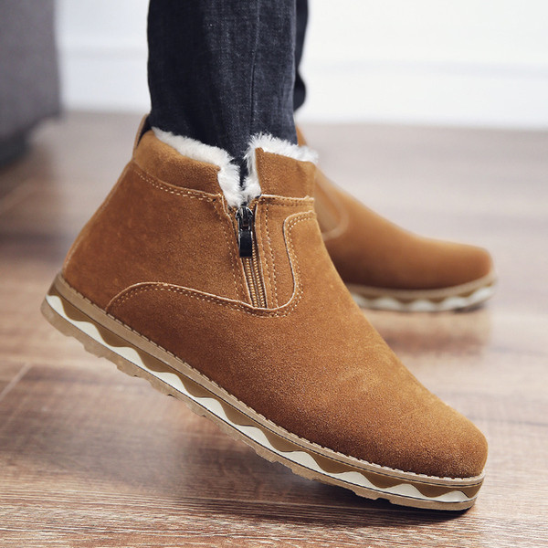 Férfi velúr csizma meleg béléssel és cipzárral