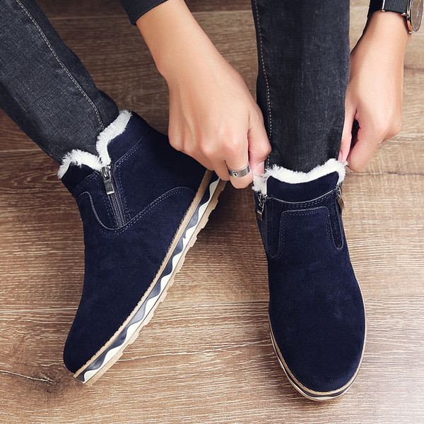 Férfi velúr csizma meleg béléssel és cipzárral