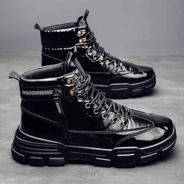 Aktuális férfi téli cipő eko bőrből fűzős