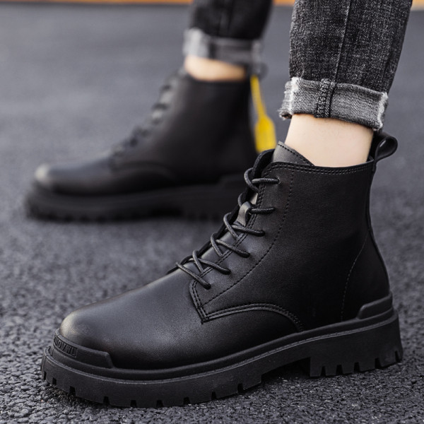 Ανδρικές έκο δερμάτινες μπότες χειμερινές  με κορδόνια