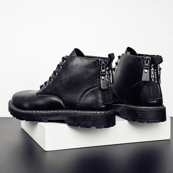 Aktualne muške zimske cipele od eko kože sa pertlom i rajsferšlusom