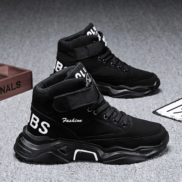 Ανδρικά χειμερινά αθλητικά παπούτσια με επιγραφές και λουράκια βελκρό