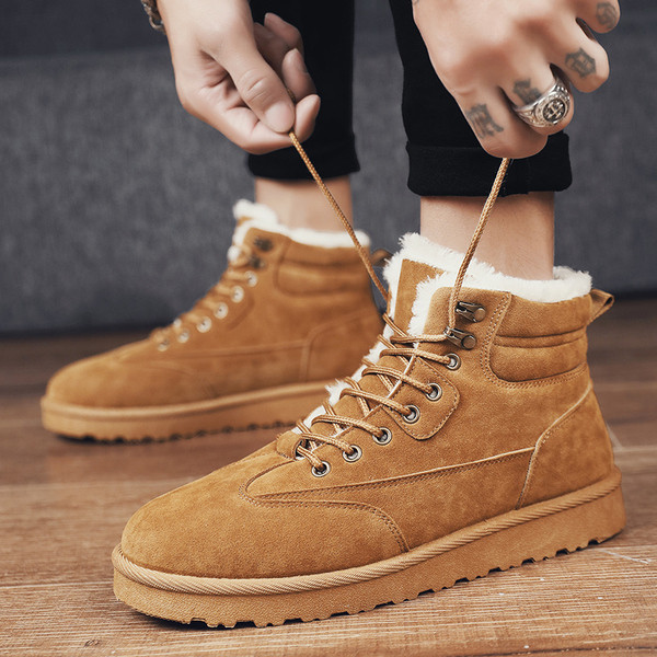 Férfi téli cipő pehely és fűzővel