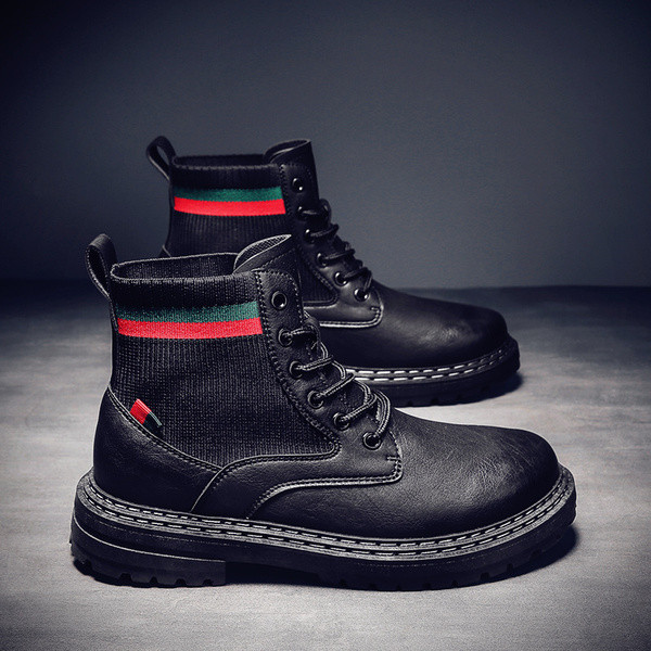 Modern férfi téli cipő eko bőrből, lapos talppal