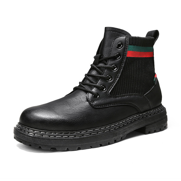 Modern férfi téli cipő eko bőrből, lapos talppal