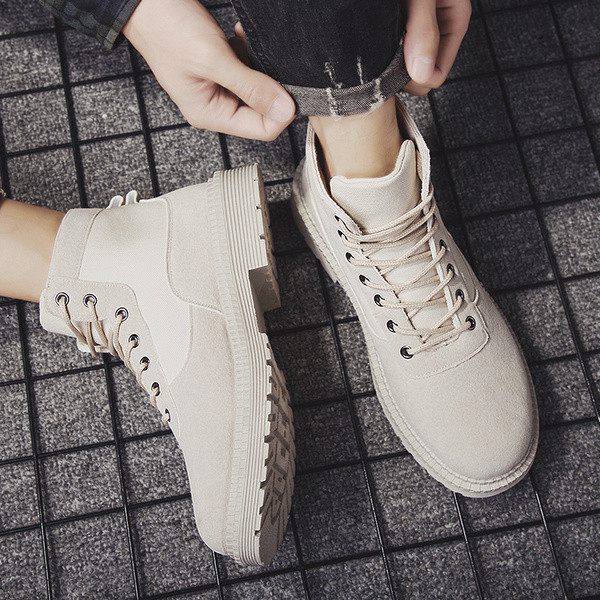 Öko velúrból készült férfi csizma fűzős