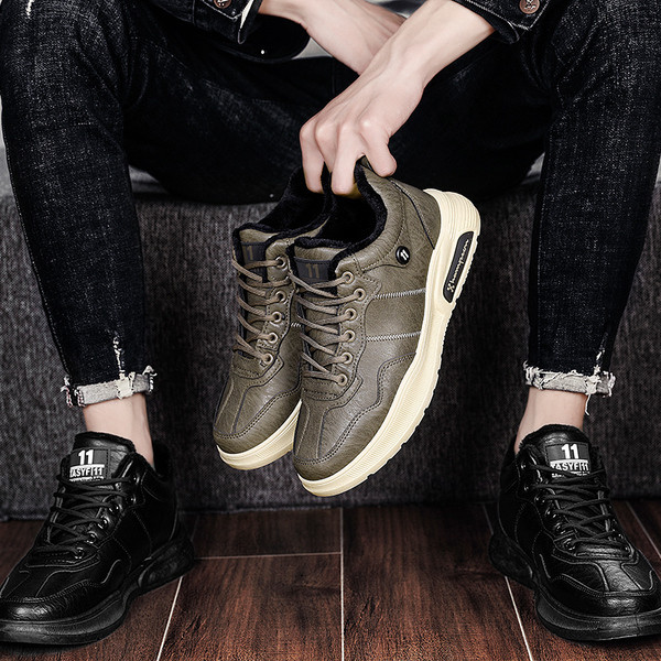 Új modell téli bőr tornacipő meleg béléssel