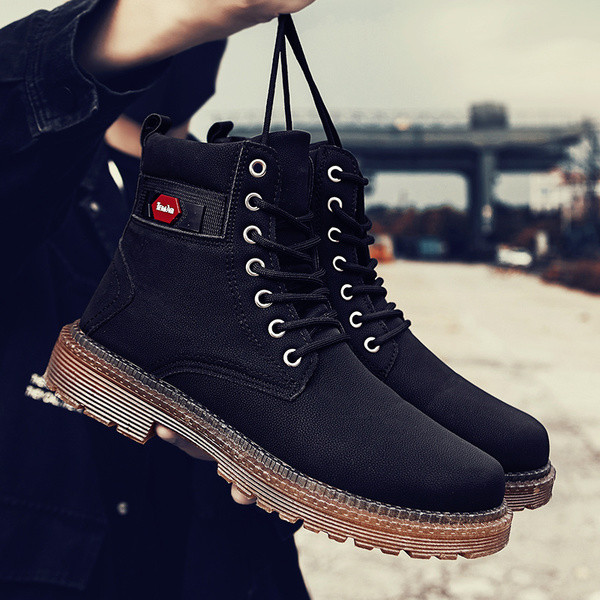 Férfi alkalmi téli cipő fűzővel és lapos talppal