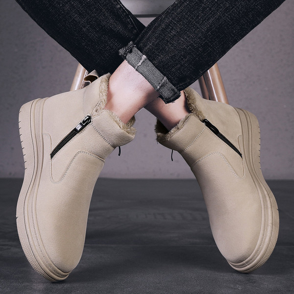 Férfi velúr csizma cipzárral és béléssel