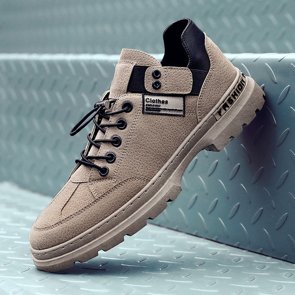 Öko bőrből készült férfi szabadidős téli cipő durva talppal