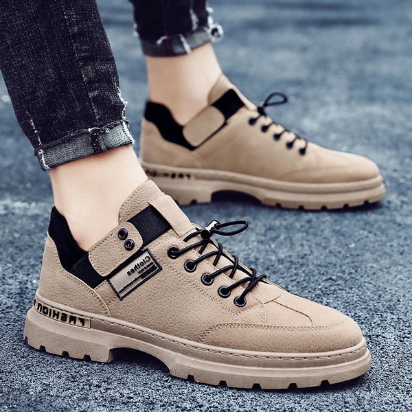 Öko bőrből készült férfi szabadidős téli cipő durva talppal