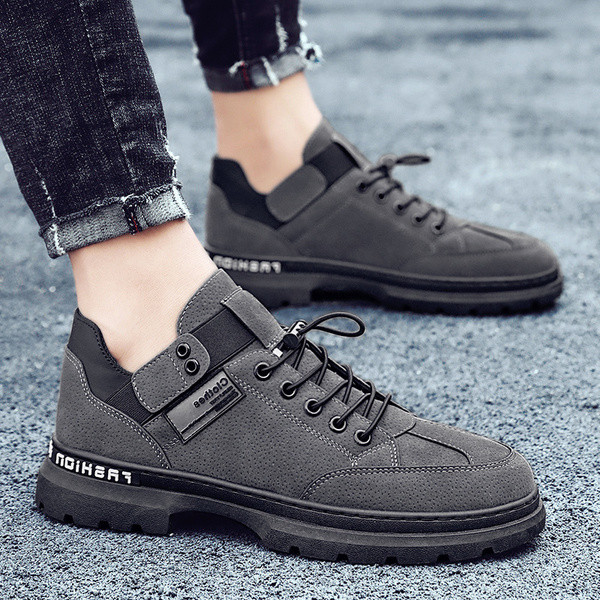 Öko bőrből készült férfi szabadidős téli cipő durva talppal