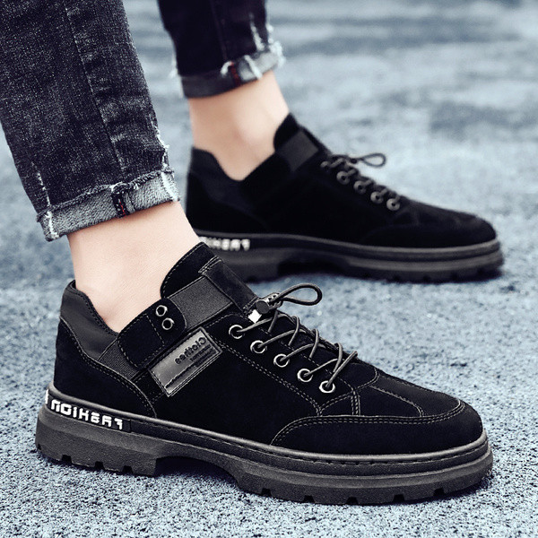 Öko bőrből készült férfi szabadidős téli cipő durva talppal