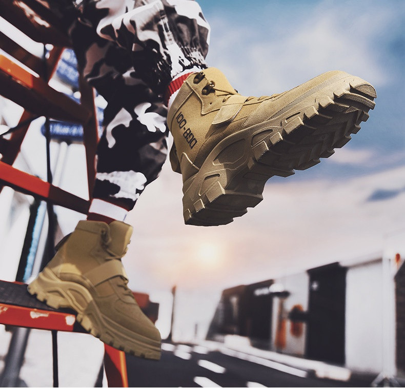 Alkalmi férfi téli cipő durva talppal és fűzővel