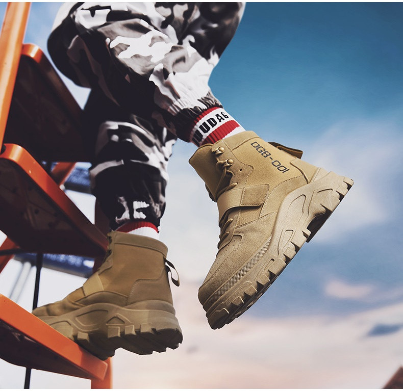 Alkalmi férfi téli cipő durva talppal és fűzővel