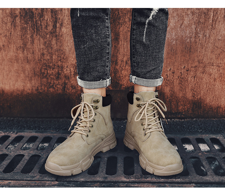 Aktuális férfi téli csizma eco bőrből, fűzővel