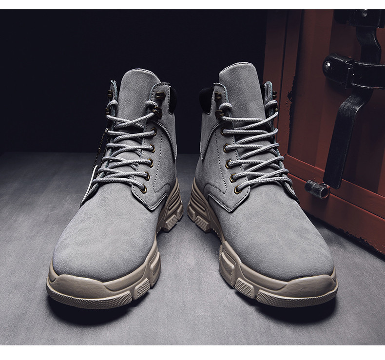 Aktuális férfi téli csizma eco bőrből, fűzővel